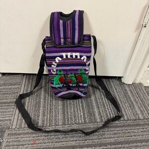 Handwoven Guatemalan Water Bottle Carrier – Large Liter Size with Strap